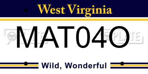 MAT04O West Virginia License Plate