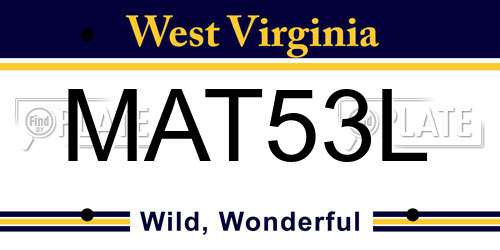 MAT53L West Virginia License Plate