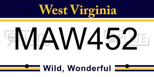 MAW452 West Virginia License Plate