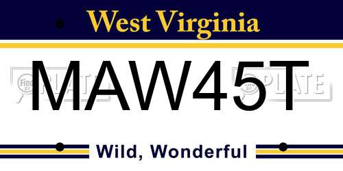 MAW45T West Virginia License Plate