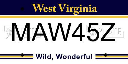 MAW45Z West Virginia License Plate