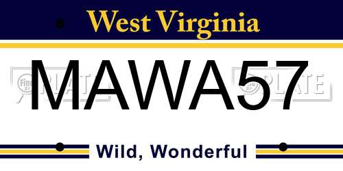 MAWA57 West Virginia License Plate