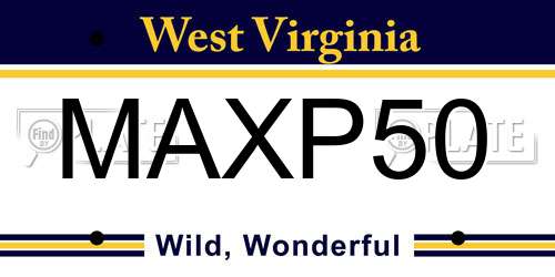 MAXP50 West Virginia License Plate