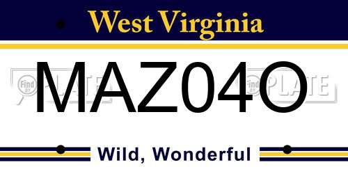 MAZ04O West Virginia License Plate