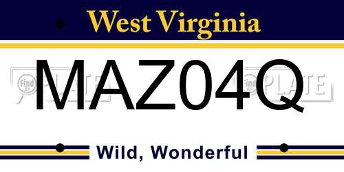 MAZ04Q West Virginia License Plate