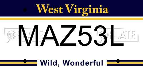 MAZ53L West Virginia License Plate