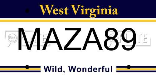 MAZA89 West Virginia License Plate