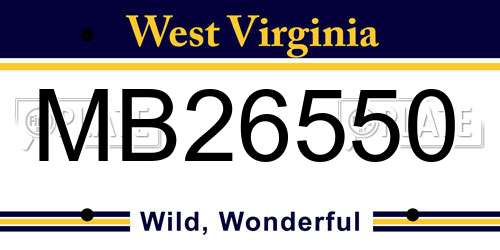 MB26550 West Virginia License Plate