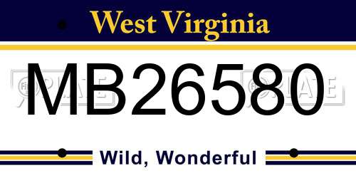 MB26580 West Virginia License Plate
