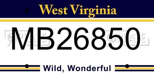 MB26850 West Virginia License Plate