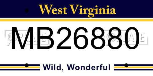 MB26880 West Virginia License Plate