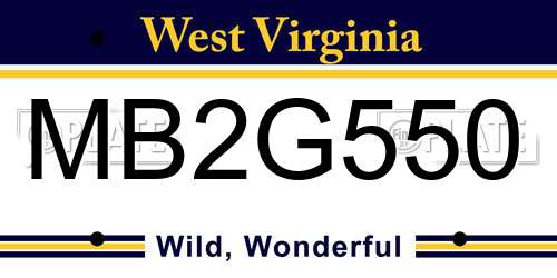 MB2G550 West Virginia License Plate
