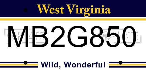 MB2G850 West Virginia License Plate