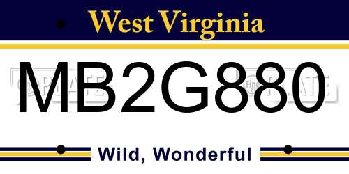 MB2G880 West Virginia License Plate