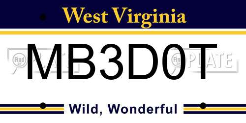 MB3D0T West Virginia License Plate