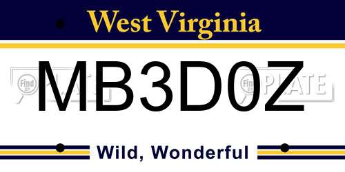 MB3D0Z West Virginia License Plate