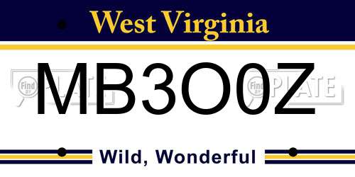 MB3O0Z West Virginia License Plate