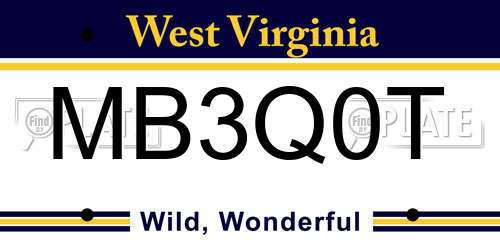 MB3Q0T West Virginia License Plate