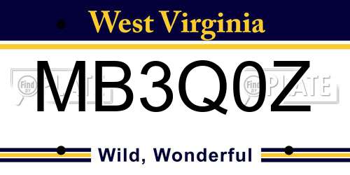 MB3Q0Z West Virginia License Plate