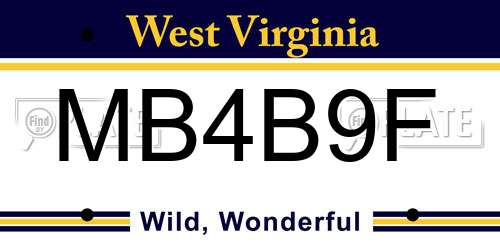 MB4B9F West Virginia License Plate