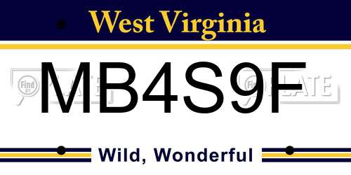 MB4S9F West Virginia License Plate
