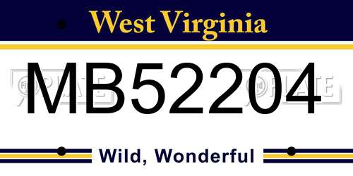MB52204 West Virginia License Plate