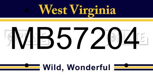 MB57204 West Virginia License Plate