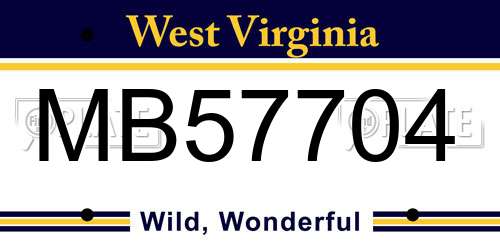 MB57704 West Virginia License Plate