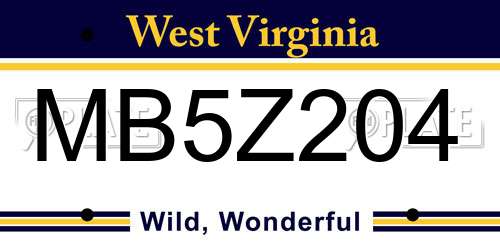 MB5Z204 West Virginia License Plate