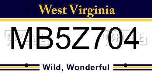 MB5Z704 West Virginia License Plate