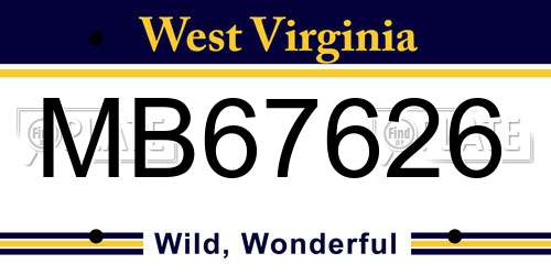 MB67626 West Virginia License Plate