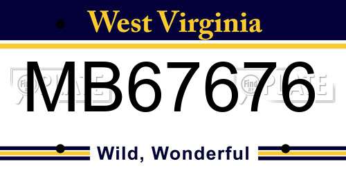 MB67676 West Virginia License Plate