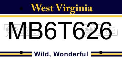 MB6T626 West Virginia License Plate