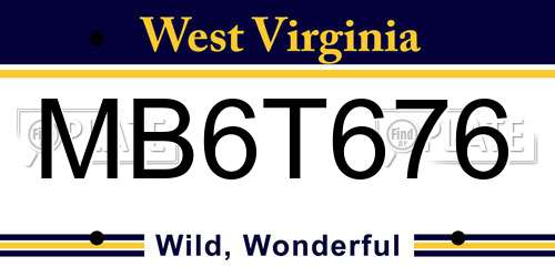 MB6T676 West Virginia License Plate