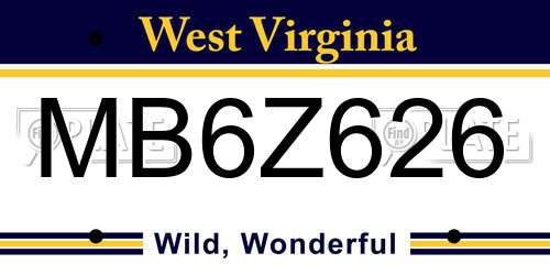 MB6Z626 West Virginia License Plate