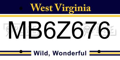 MB6Z676 West Virginia License Plate