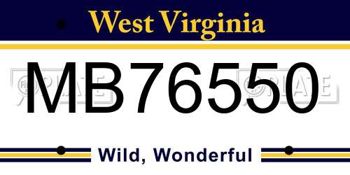MB76550 West Virginia License Plate