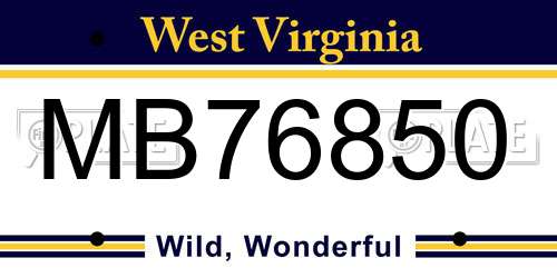 MB76850 West Virginia License Plate