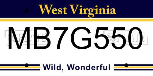 MB7G550 West Virginia License Plate