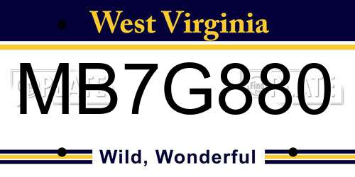 MB7G880 West Virginia License Plate