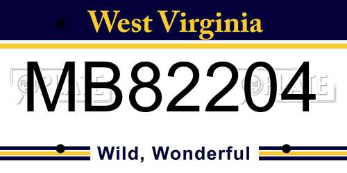MB82204 West Virginia License Plate