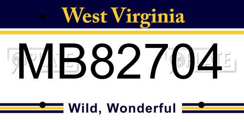 MB82704 West Virginia License Plate