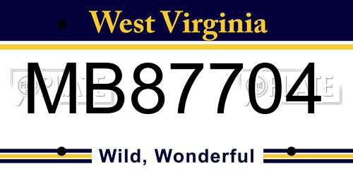 MB87704 West Virginia License Plate