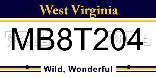 MB8T204 West Virginia License Plate