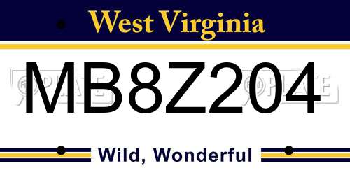 MB8Z204 West Virginia License Plate