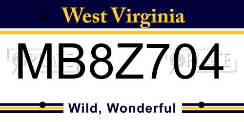 MB8Z704 West Virginia License Plate