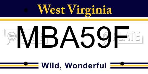 MBA59F West Virginia License Plate