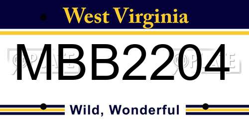 MBB2204 West Virginia License Plate