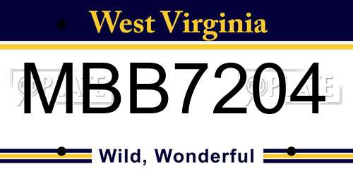 MBB7204 West Virginia License Plate