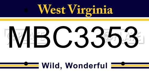 MBC3353 West Virginia License Plate